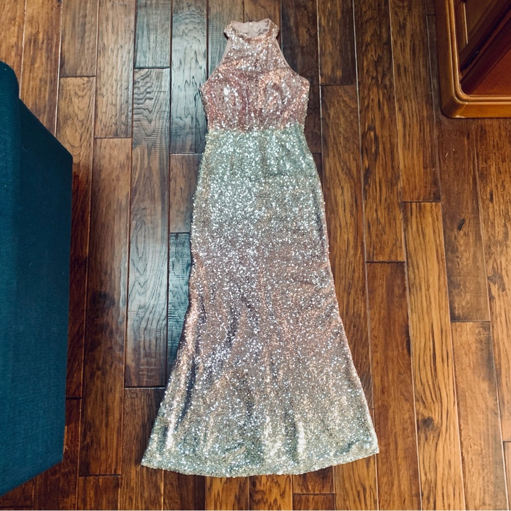 Stunning pink and silver formal dress